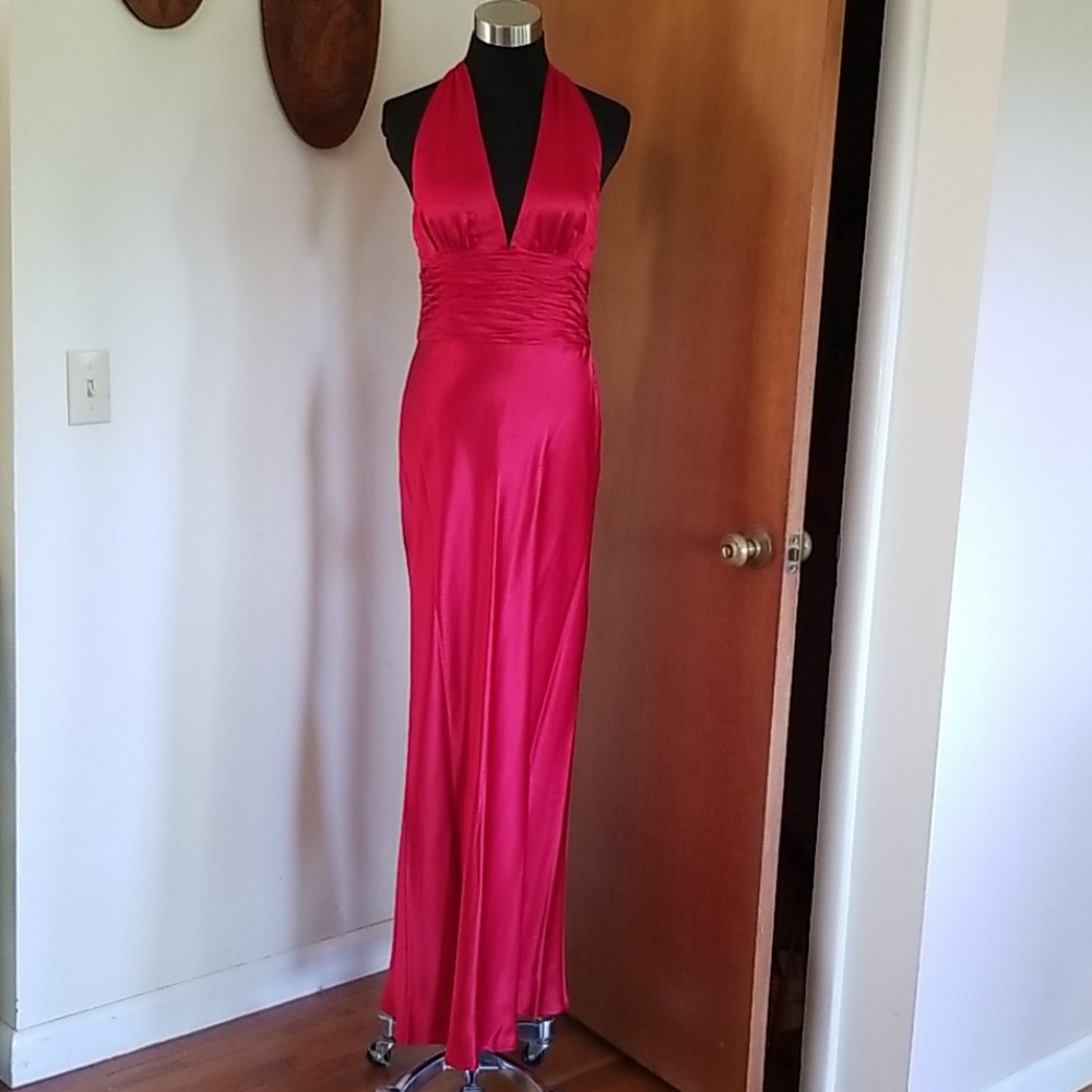 Papell Boutique Evening Red Silk Gown